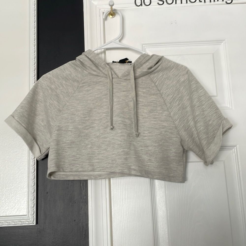 REVAMPED Cropped Drawstring Hoodie size XS